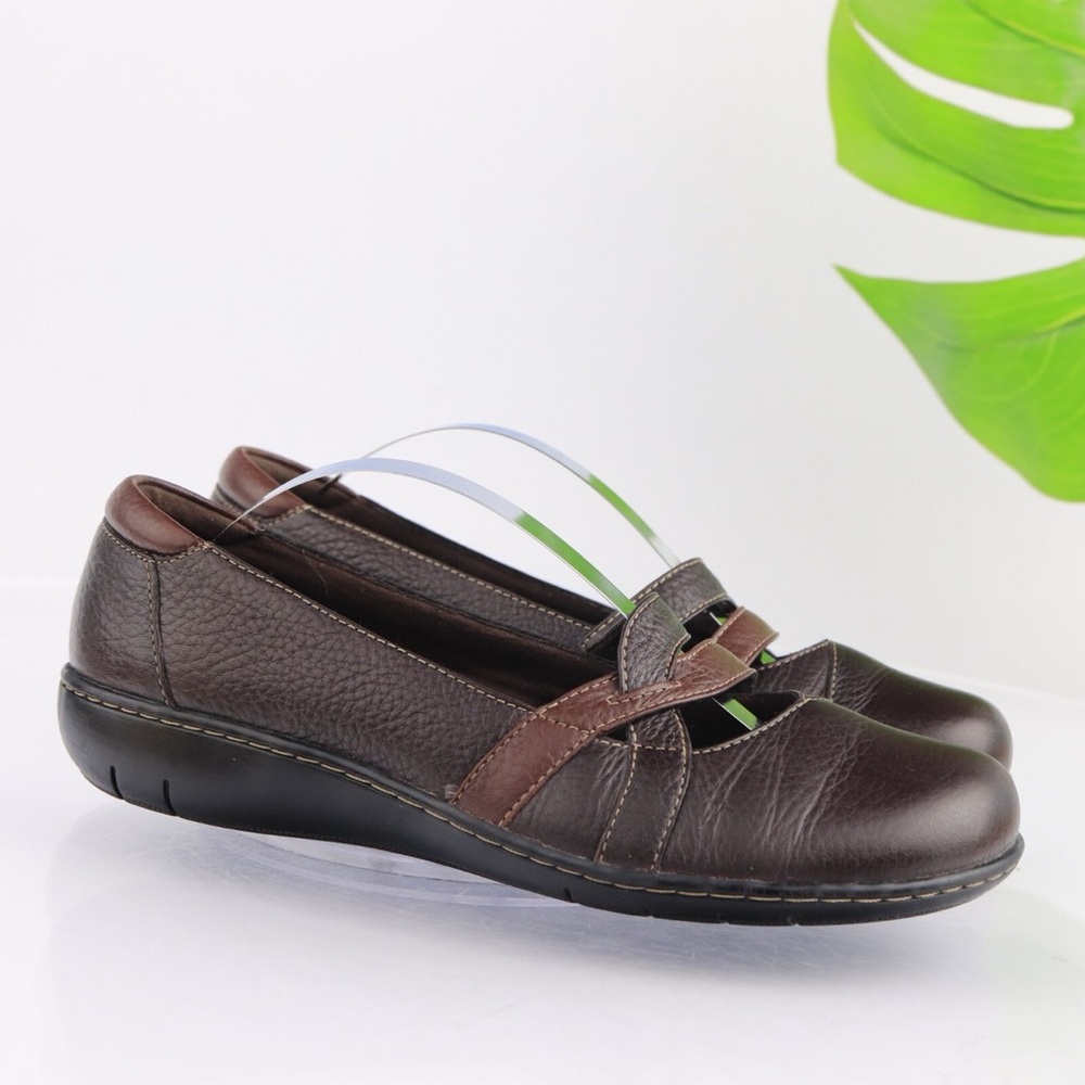 Clarks Bendables Sixty Cruise Leather CrissCross Mary Jane Loafers Flats Sz 8